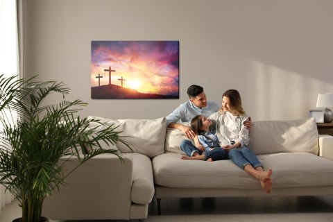 Obraz Na Płótnie Krzyże Na Wzgórzu Canvas Naturalny 100x70 LB-2547-NC100-70