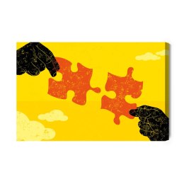 Obraz Na Płótnie Łączenie Starych Puzzli Canvas Naturalny 100x70 LB-2780-NC100-70