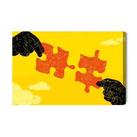 Obraz Na Płótnie Łączenie Starych Puzzli Canvas Naturalny 100x70 LB-2780-NC100-70