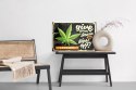 Obraz Na Płótnie Liść Konopi I Napis Retro Canvas Naturalny 100x70 LB-2822-NC100-70