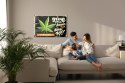 Obraz Na Płótnie Liść Konopi I Napis Retro Canvas Naturalny 100x70 LB-2822-NC100-70