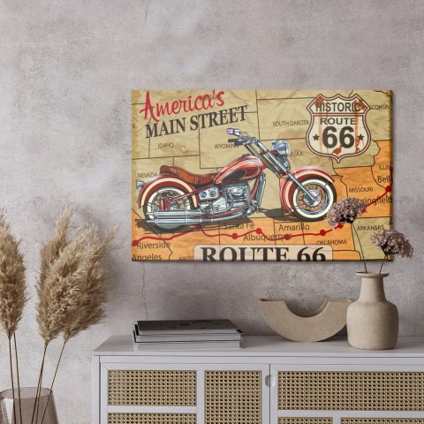Obraz Na Płótnie Motocykl Na Mapie Usa W Stylu Vintage Canvas Naturalny 100x70 LB-2804-NC100-70