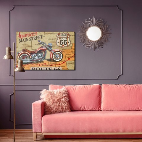 Obraz Na Płótnie Motocykl Na Mapie Usa W Stylu Vintage Canvas Naturalny 100x70 LB-2804-NC100-70