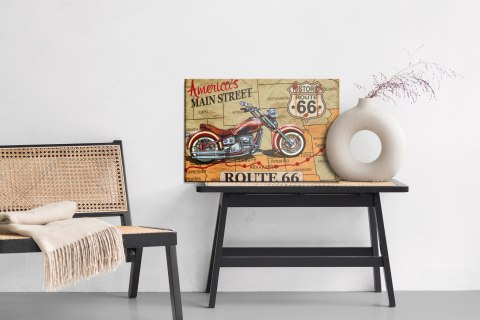 Obraz Na Płótnie Motocykl Na Mapie Usa W Stylu Vintage Canvas Naturalny 100x70 LB-2804-NC100-70