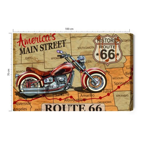 Obraz Na Płótnie Motocykl Na Mapie Usa W Stylu Vintage Canvas Naturalny 100x70 LB-2804-NC100-70