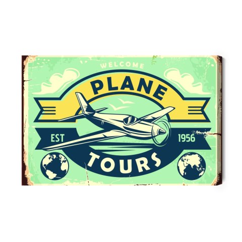 Obraz Na Płótnie Samolot I Napis Retro Canvas Naturalny 100x70 LB-2909-NC100-70