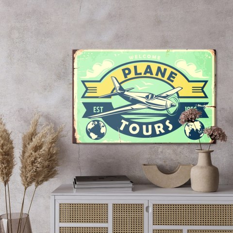 Obraz Na Płótnie Samolot I Napis Retro Canvas Naturalny 100x70 LB-2909-NC100-70
