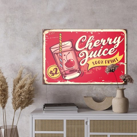 Obraz Na Płótnie Sok Wiśniowy I Napis Retro Canvas Naturalny 100x70 LB-2916-NC100-70