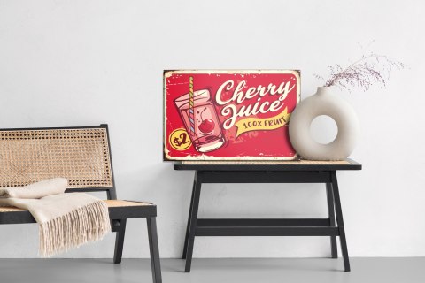 Obraz Na Płótnie Sok Wiśniowy I Napis Retro Canvas Naturalny 100x70 LB-2916-NC100-70
