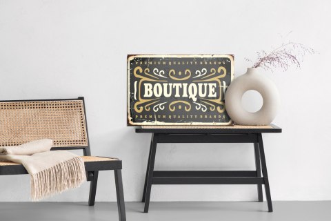 Obraz Na Płótnie Tablica Butikowa W Stylu Vintage Canvas Naturalny 100x70 LB-2906-NC100-70