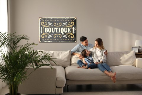 Obraz Na Płótnie Tablica Butikowa W Stylu Vintage Canvas Naturalny 100x70 LB-2906-NC100-70