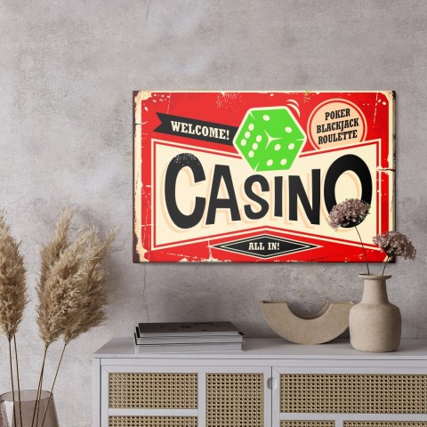 Obraz Na Płótnie Tablica Reto W Stylu Kasyna Canvas Naturalny 100x70 LB-2815-NC100-70