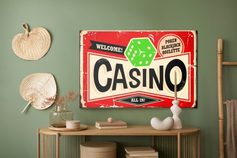 Obraz Na Płótnie Tablica Reto W Stylu Kasyna Canvas Naturalny 100x70 LB-2815-NC100-70