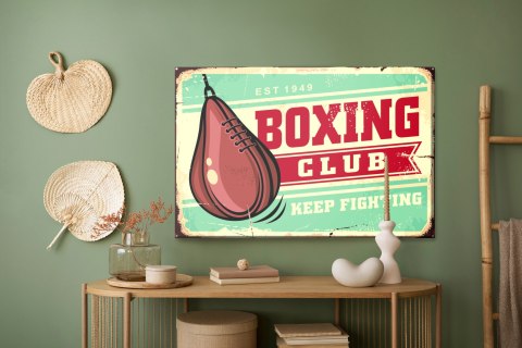 Obraz Na Płótnie Worek Treningowy I Napis W Stylu Vintage Canvas Naturalny 100x70 LB-2904-NC100-70