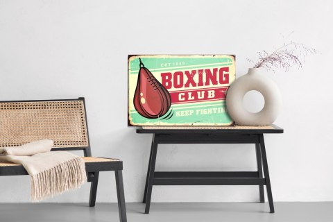 Obraz Na Płótnie Worek Treningowy I Napis W Stylu Vintage Canvas Naturalny 100x70 LB-2904-NC100-70