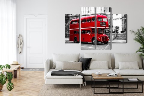 Obraz Wieloczęściowy Autobus Piętrowy W Londynie Canvas Naturalny 80x60 LBS-2190-NC80-60_2X20-60_2X20-40