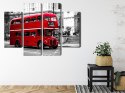 Obraz Wieloczęściowy Autobus Piętrowy W Londynie Canvas Naturalny 80x60 LBS-2190-NC80-60_2X20-60_2X20-40