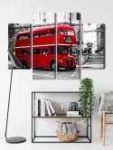 Obraz Wieloczęściowy Autobus Piętrowy W Londynie Canvas Naturalny 80x60 LBS-2190-NC80-60_2X20-60_2X20-40