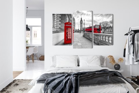 Obraz Wieloczęściowy Czerwona Budka Telefoniczna W Londynie I Big Ben Canvas 120x80 LBS-2195-C120-80_1X40-80_2X40-60