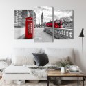Obraz Wieloczęściowy Czerwona Budka Telefoniczna W Londynie I Big Ben Canvas Naturalny 90x60 LBS-2195-NC90-60_1X30-60_2X30-45