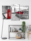 Obraz Wieloczęściowy Czerwona Budka Telefoniczna W Londynie I Big Ben Canvas Naturalny 90x60 LBS-2195-NC90-60_1X30-60_2X30-45