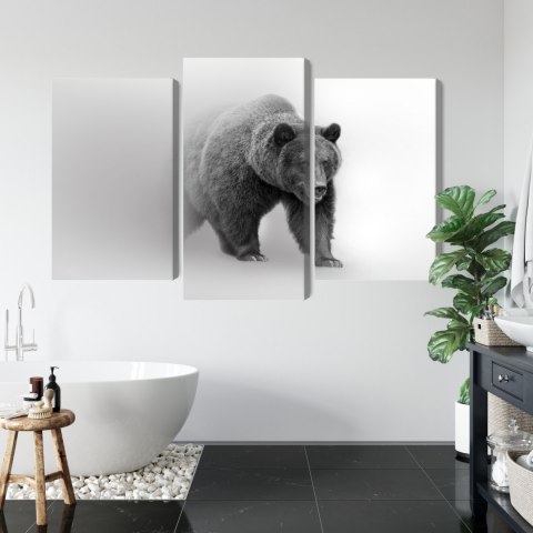 Obraz Wieloczęściowy Niedźwiedź We Mgle 3D Canvas 120x80 LBS-4684-C120-80_1X40-80_2X40-60