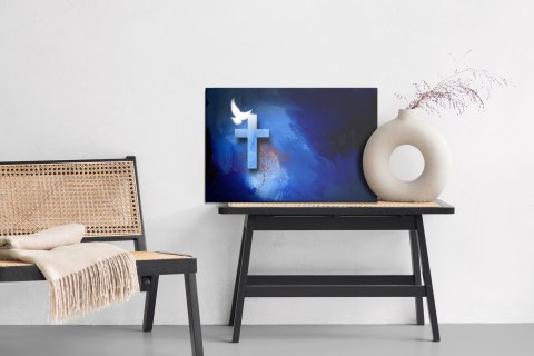 Obraz Na Płótnie Gołąb Nad Krzyżem Canvas Naturalny 100x70 LB-2552-NC100-70