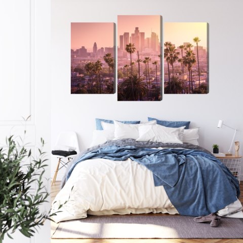 Obraz Wieloczęściowy Centrum Los Angeles O Zachodzie Słońca Canvas 120x80 LBS-2900-C120-80_1X40-80_2X40-60