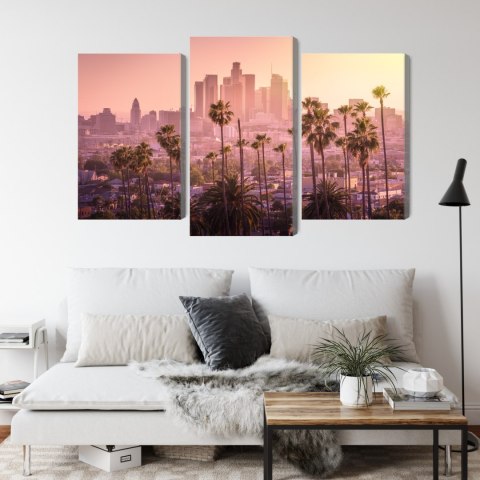 Obraz Wieloczęściowy Centrum Los Angeles O Zachodzie Słońca Canvas 120x80 LBS-2900-C120-80_1X40-80_2X40-60
