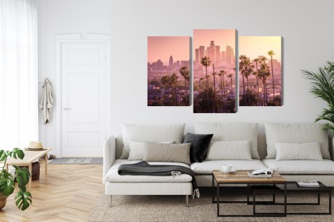 Obraz Wieloczęściowy Centrum Los Angeles O Zachodzie Słońca Canvas 120x80 LBS-2900-C120-80_1X40-80_2X40-60