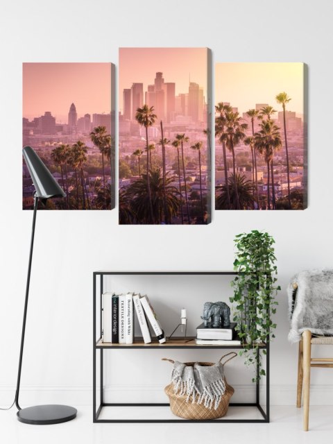 Obraz Wieloczęściowy Centrum Los Angeles O Zachodzie Słońca Canvas 120x80 LBS-2900-C120-80_1X40-80_2X40-60