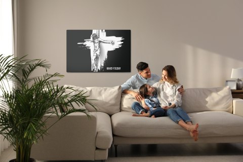 Obraz Na Płótnie Chrystus Na Krzyżu Canvas Naturalny 100x70 LB-2545-NC100-70