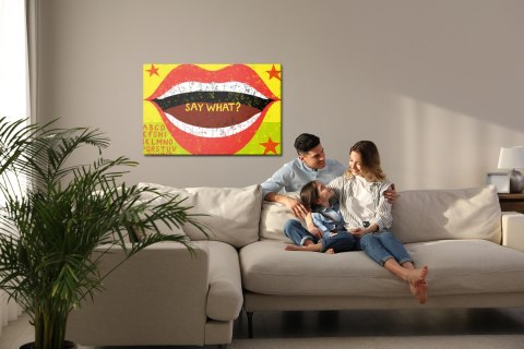 Obraz Na Płótnie Czerwone Usta W Stylu Retro Canvas Naturalny 100x70 LB-2794-NC100-70