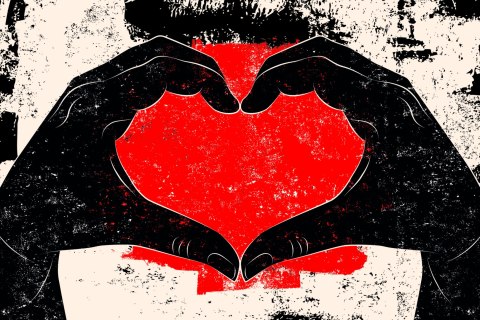 Obraz Na Płótnie Dłonie Ułożone W Kształcie Serca W Stylu Vintage Canvas Naturalny 100x70 LB-2797-NC100-70