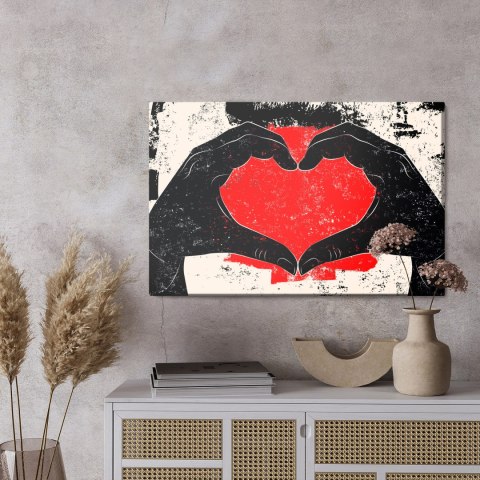 Obraz Na Płótnie Dłonie Ułożone W Kształcie Serca W Stylu Vintage Canvas Naturalny 100x70 LB-2797-NC100-70