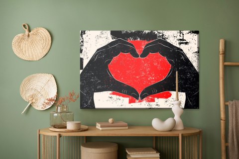 Obraz Na Płótnie Dłonie Ułożone W Kształcie Serca W Stylu Vintage Canvas Naturalny 100x70 LB-2797-NC100-70