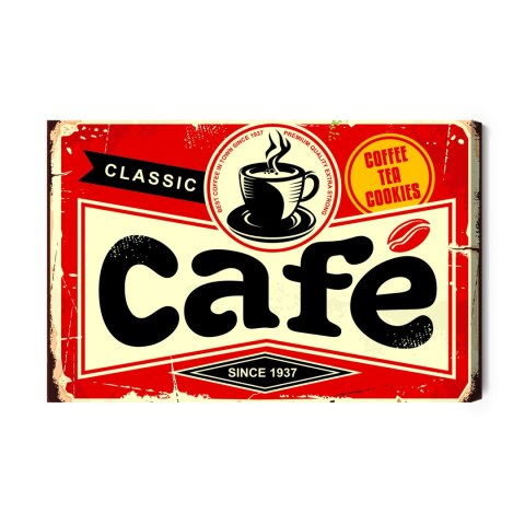 Obraz Na Płótnie Filiżanka Kawy I Napis Retro Canvas Naturalny 100x70 LB-2813-NC100-70