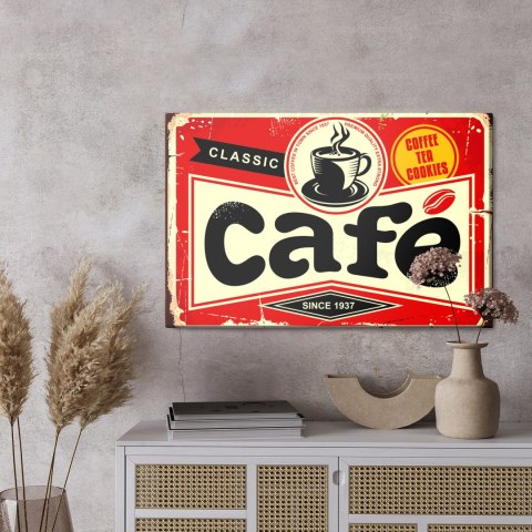 Obraz Na Płótnie Filiżanka Kawy I Napis Retro Canvas Naturalny 100x70 LB-2813-NC100-70