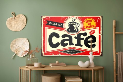 Obraz Na Płótnie Filiżanka Kawy I Napis Retro Canvas Naturalny 100x70 LB-2813-NC100-70