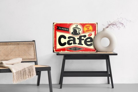 Obraz Na Płótnie Filiżanka Kawy I Napis Retro Canvas Naturalny 100x70 LB-2813-NC100-70