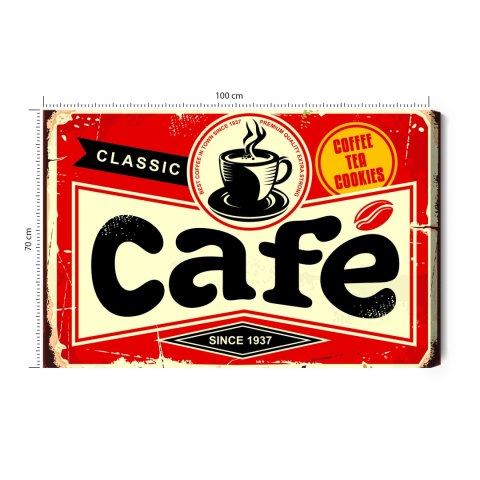 Obraz Na Płótnie Filiżanka Kawy I Napis Retro Canvas Naturalny 100x70 LB-2813-NC100-70