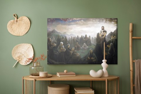 Obraz Na Płótnie Jezus Karmi Tysiące Ludzi Canvas Naturalny 100x70 LB-2536-NC100-70