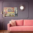 Obraz Na Płótnie Kolaż Starych Płyt Z Retro Samochodami Canvas Naturalny 100x70 LB-2808-NC100-70