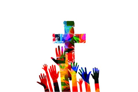 Obraz Na Płótnie Kolorowy Krzyż Chrześcijański Canvas Naturalny 100x70 LB-2610-NC100-70