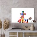 Obraz Na Płótnie Kolorowy Krzyż Chrześcijański Canvas Naturalny 100x70 LB-2610-NC100-70