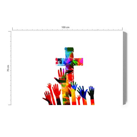 Obraz Na Płótnie Kolorowy Krzyż Chrześcijański Canvas Naturalny 100x70 LB-2610-NC100-70