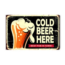 Obraz Na Płótnie Kubek Piwa I Napis Retro Canvas Naturalny 100x70 LB-2825-NC100-70