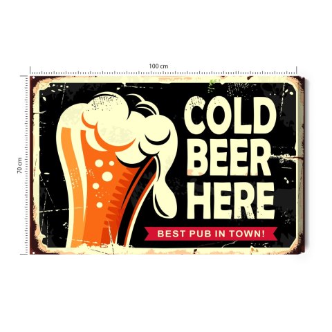 Obraz Na Płótnie Kubek Piwa I Napis Retro Canvas Naturalny 100x70 LB-2825-NC100-70