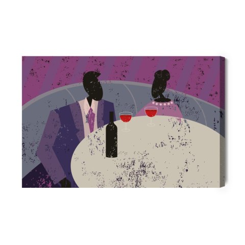 Obraz Na Płótnie Para W Restauracji Retro? Canvas Naturalny 100x70 LB-2798-NC100-70