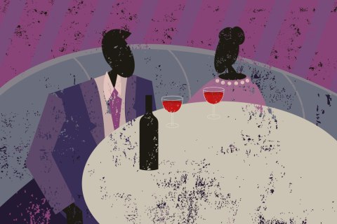 Obraz Na Płótnie Para W Restauracji Retro? Canvas Naturalny 100x70 LB-2798-NC100-70